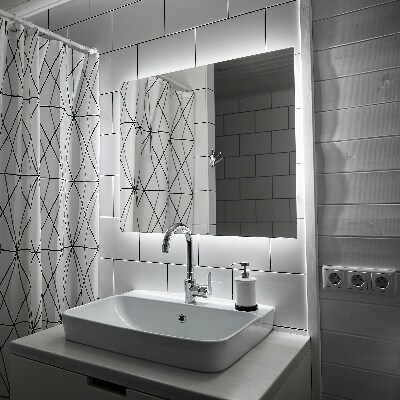 Rektangulär dekorativ spegel med LED-bakgrundsbelysning