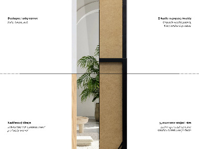 Golvspegel med svart ram 36x156 cm