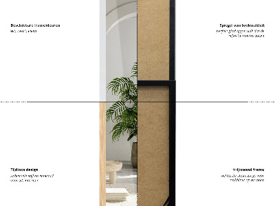 Golvspegel med svart ram 36x156 cm