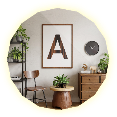 Geometrisk spegel med LED-belysning