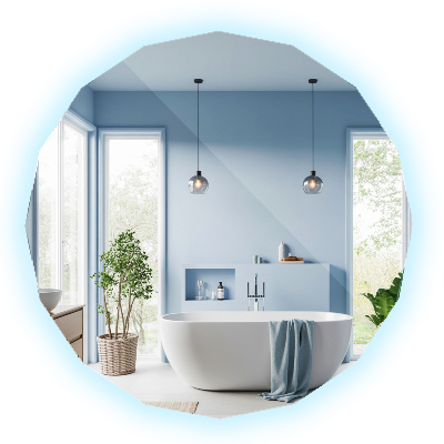 Geometrisk spegel med LED-belysning