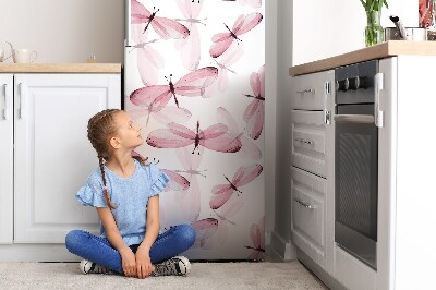 Magnetiskt kylskåp skydd Rosa trollsländor