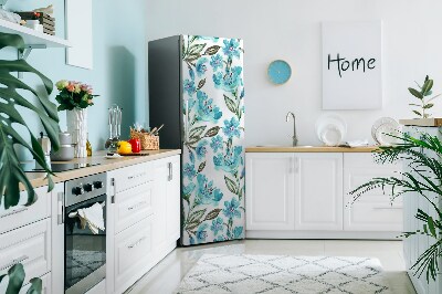 Magnetiskt kylskåpsöverdrag Turkosa blommor