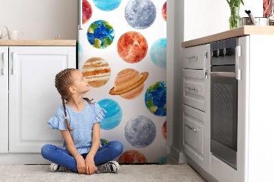 Magnetiskt kylskåpsöverdrag Färgglad planet
