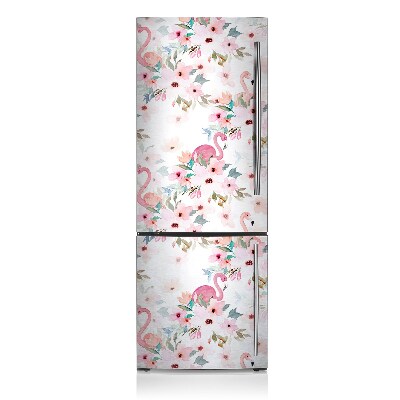 Magnetiskt kylskåp skydd Flamingos blommor