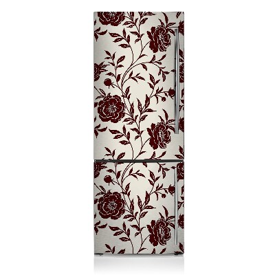 Magnetiskt kylskåpsöverdrag Vinröd blommig