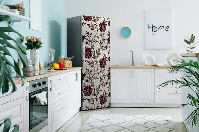 Magnetiskt kylskåpsöverdrag Vinröd blommig