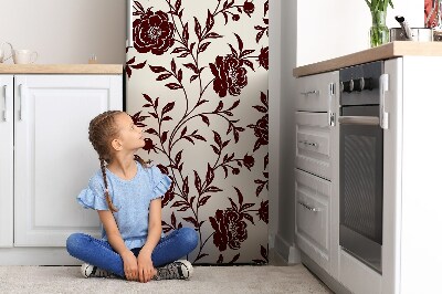 Magnetiskt kylskåpsöverdrag Vinröd blommig