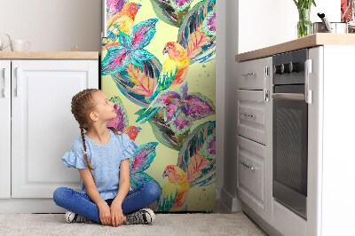 Magnetiskt kylskåpsöverdrag Färgglada papegojor