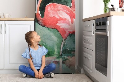Magnetiskt kylskåp skydd Målad flamingo
