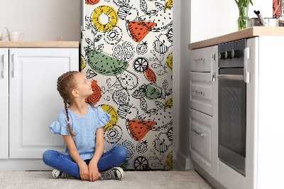Magnetiskt kylskåpsöverdrag Fruktkonturer