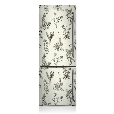 Magnetiskt kylskåp skydd Skissade blommor