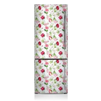 Magnetiskt kylskåpsöverdrag Röda blommor
