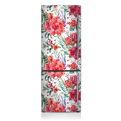 Magnetiskt kylskåpsöverdrag Röda blommor