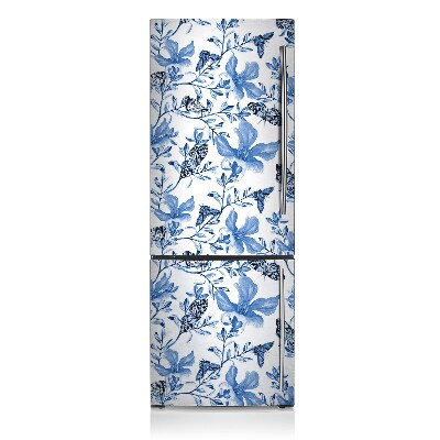 Magnetiskt kylskåpsöverdrag Blå blommor