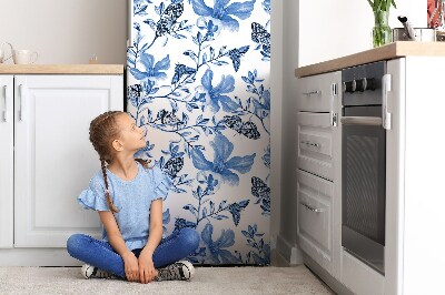 Magnetiskt kylskåpsöverdrag Blå blommor