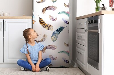 Magnetiskt kylskåpsöverdrag Färgglada fjädrar