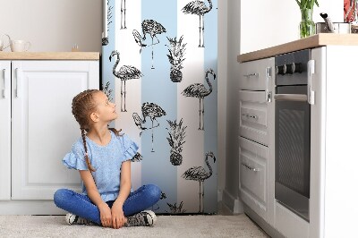 Magnetiskt kylskåpsöverdrag Flamingo och ananas