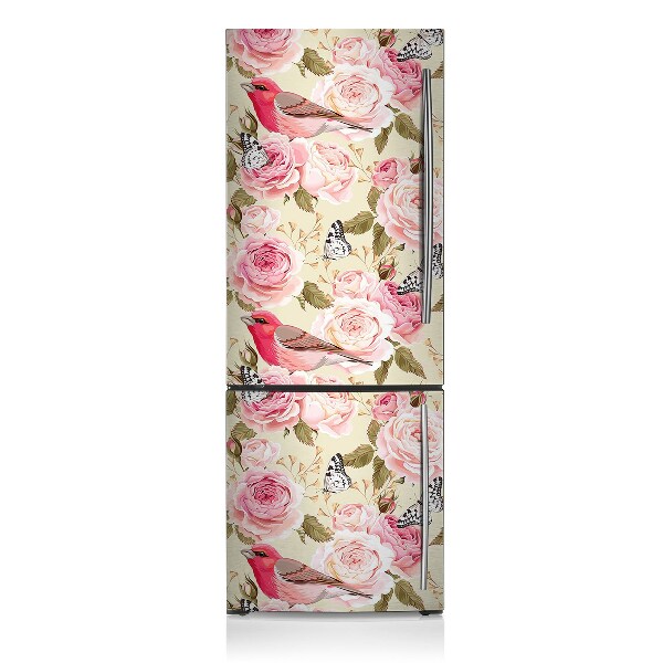Magnetiskt kylskåpsöverdrag Fåglar och blommor