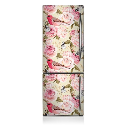 Magnetiskt kylskåpsöverdrag Fåglar och blommor