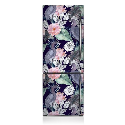 Magnetiskt kylskåpsöverdrag Fåglar i blommor