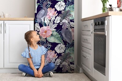 Magnetiskt kylskåpsöverdrag Fåglar i blommor