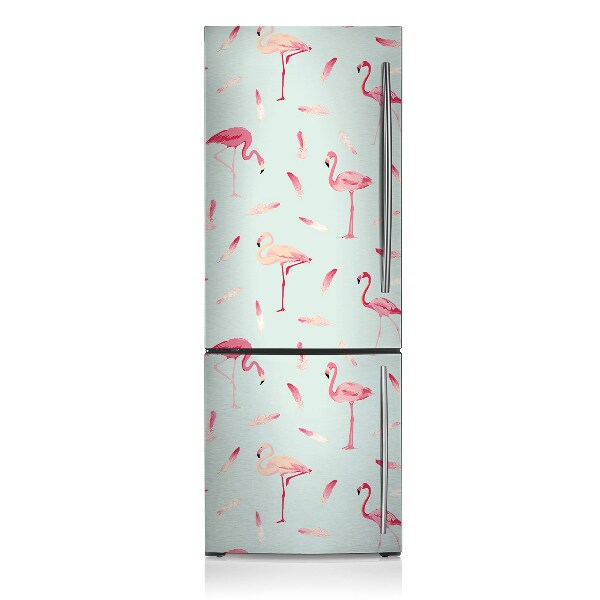 Magnetiskt kylskåpsöverdrag Flamingos och fjädrar