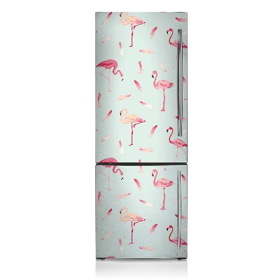 Magnetiskt kylskåpsöverdrag Flamingos och fjädrar