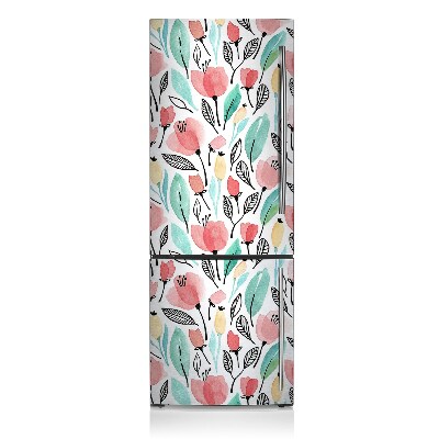 Magnetiskt kylskåpsöverdrag Röda blommor