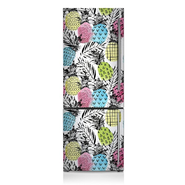 Magnetiskt kylskåpsöverdrag Färgglad ananas