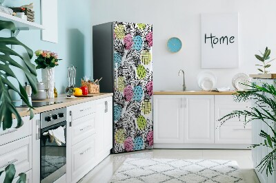 Magnetiskt kylskåpsöverdrag Färgglad ananas