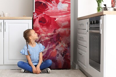 Magnetiskt kylskåpsöverdrag röd blomma