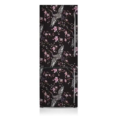 Magnetiskt kylskåpsöverdrag Häger och blommor