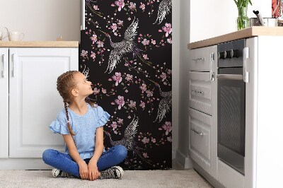 Magnetiskt kylskåpsöverdrag Häger och blommor