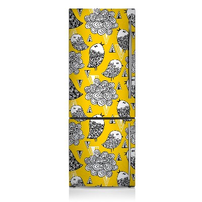 Magnetiskt kylskåpsöverdrag Doodle fåglar