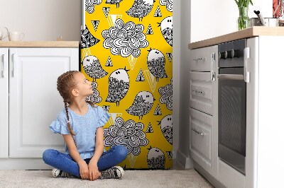 Magnetiskt kylskåpsöverdrag Doodle fåglar