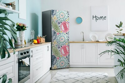 Magnetiskt kylskåpsöverdrag Färgglada blommor