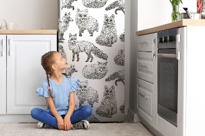 Magnetiskt kylskåpsöverdrag Ritade rävar