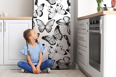 Magnetiskt kylskåp skydd Svart och vit fjäril
