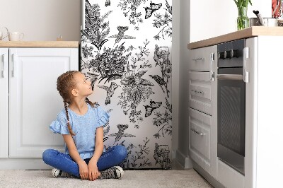 Magnetiskt kylskåp skydd Svart och vit trädgård