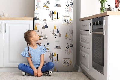 Magnetiskt kylskåpsöverdrag Ritade träd