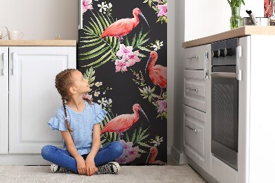 Magnetiskt kylskåp skydd Svart flamingo