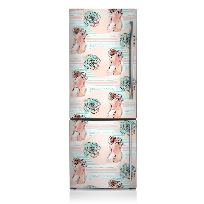 Magnetiskt kylskåp skydd Rosa papegojor