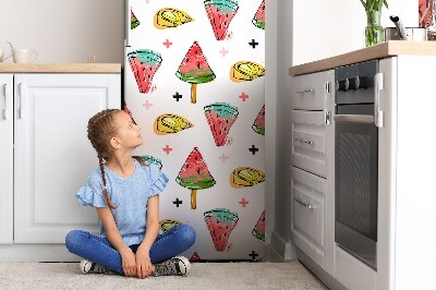 Magnetiskt kylskåpsöverdrag Vattenmelon på en pinne