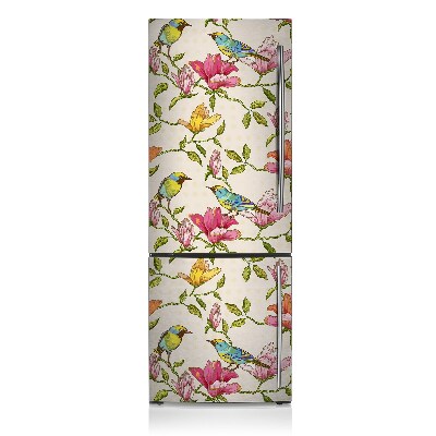 Magnetiskt kylskåpsöverdrag Blommor och fåglar