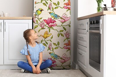 Magnetiskt kylskåpsöverdrag Blommor och fåglar