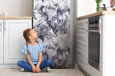Magnetiskt kylskåp skydd Gråa blommor