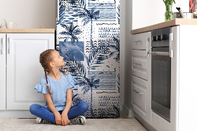 Magnetiskt kylskåpsöverdrag Blå palmer