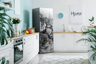 Magnetiskt kylskåpsöverdrag Svarta och vita rosor