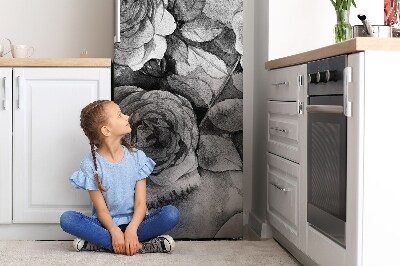 Magnetiskt kylskåpsöverdrag Svarta och vita rosor